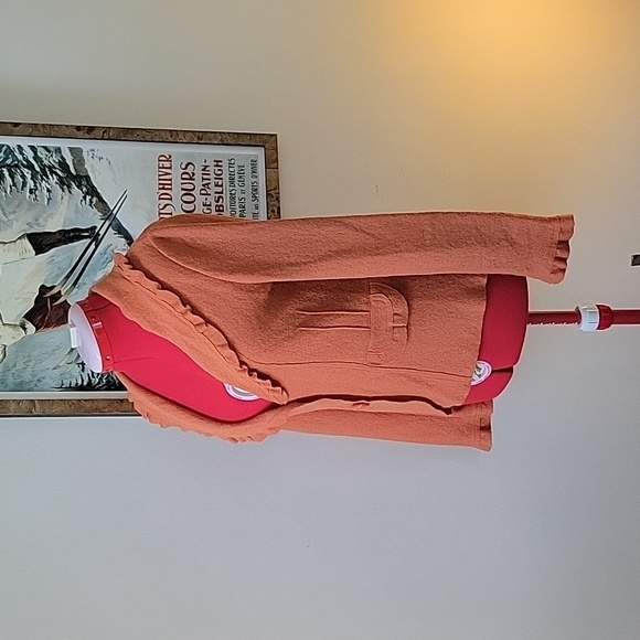 Virgin Wool Blend Pumpkin Cardigan - Picture 4 of 10